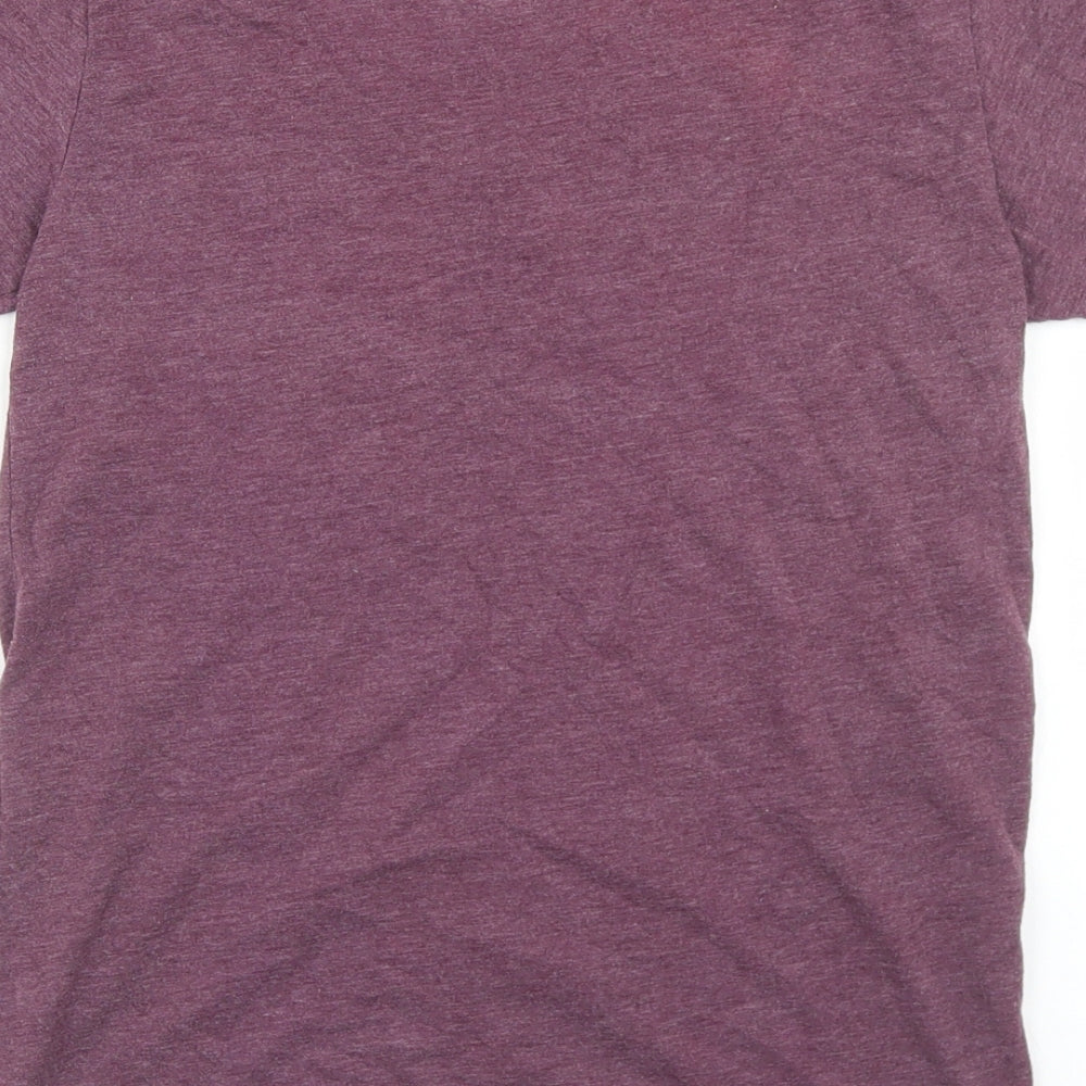 Fitting Fitness Womens Purple Polyester Basic T-Shirt Size M V-Neck