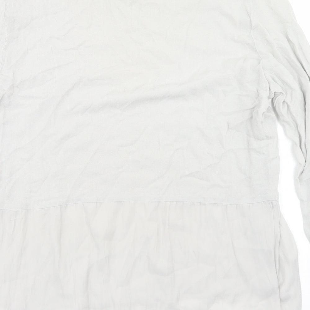 YAYA Womens Grey Viscose Basic Blouse Size 10 Round Neck - Peplum