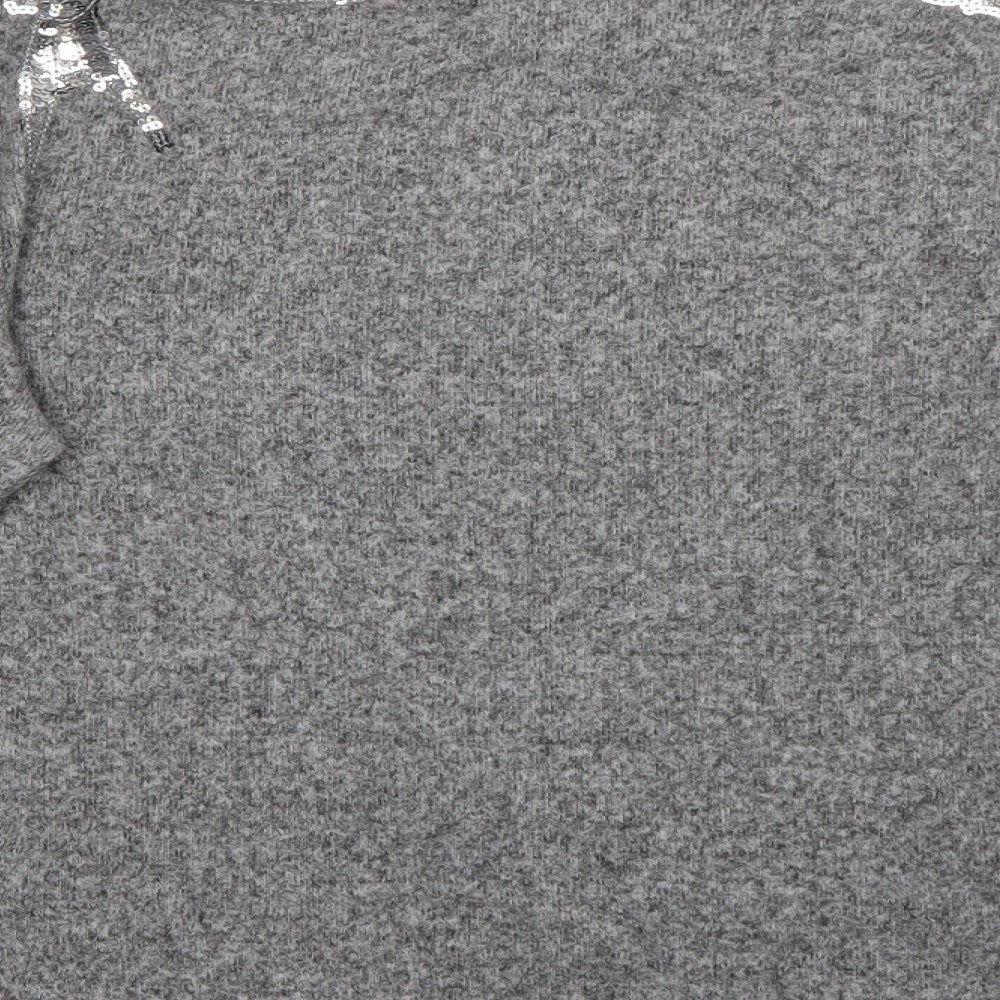 H&M Womens Grey Crew Neck Polyester Pullover Jumper Size XS