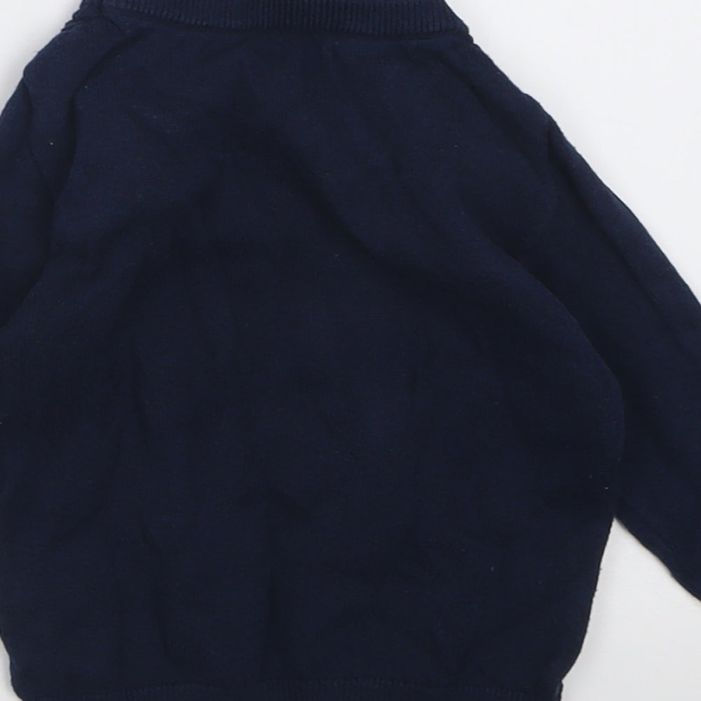 Matalan Boys Blue Check Cotton Pullover Jumper Size 9-12 Months Pullover