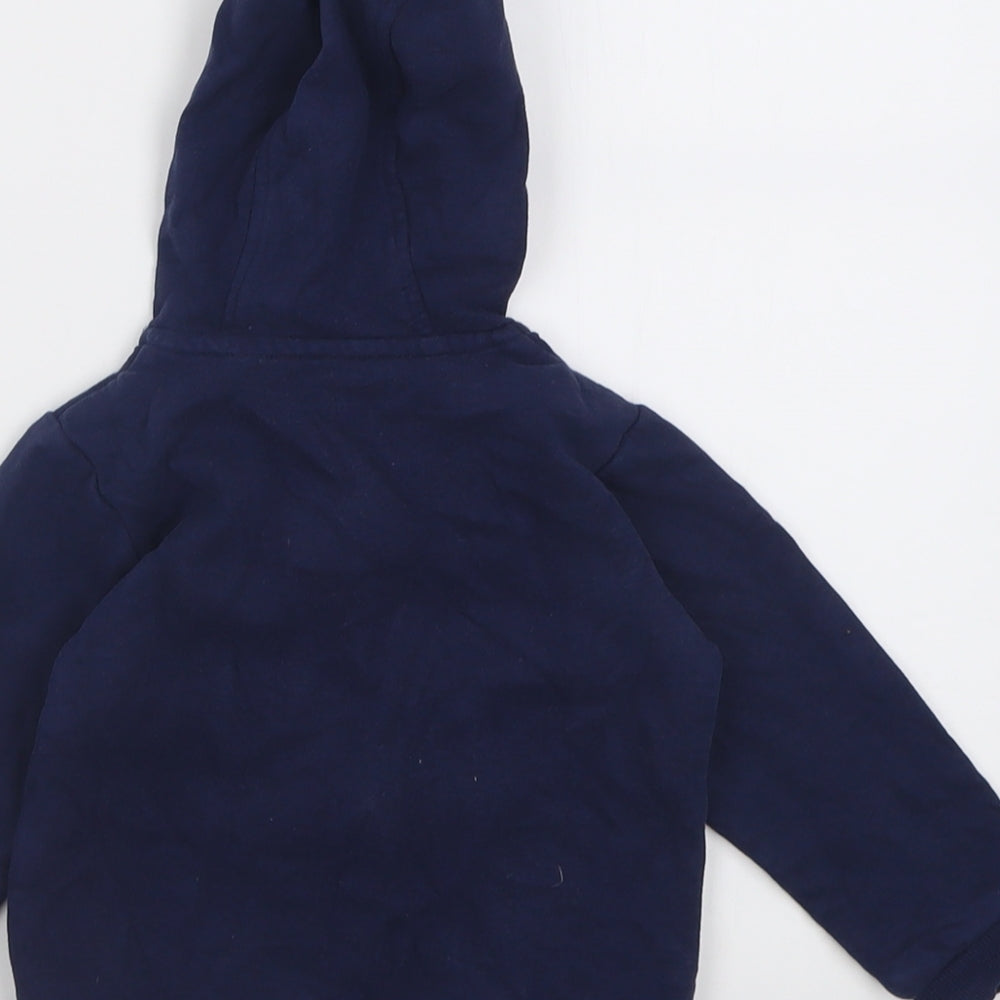 georgr Boys Blue Jacket Size 12-18 Months Zip - Bear Ear Hood