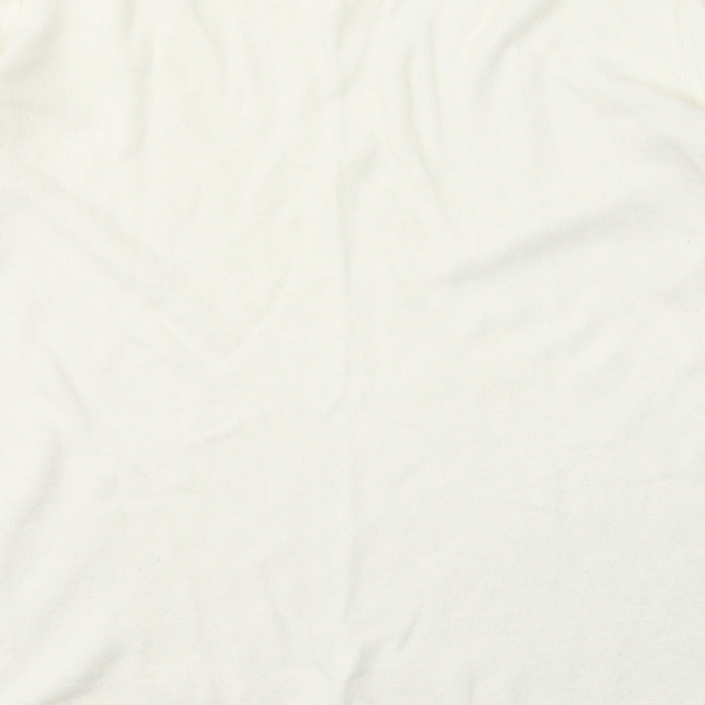 VIDA VI Womens White Round Neck Acrylic Pullover Jumper Size M