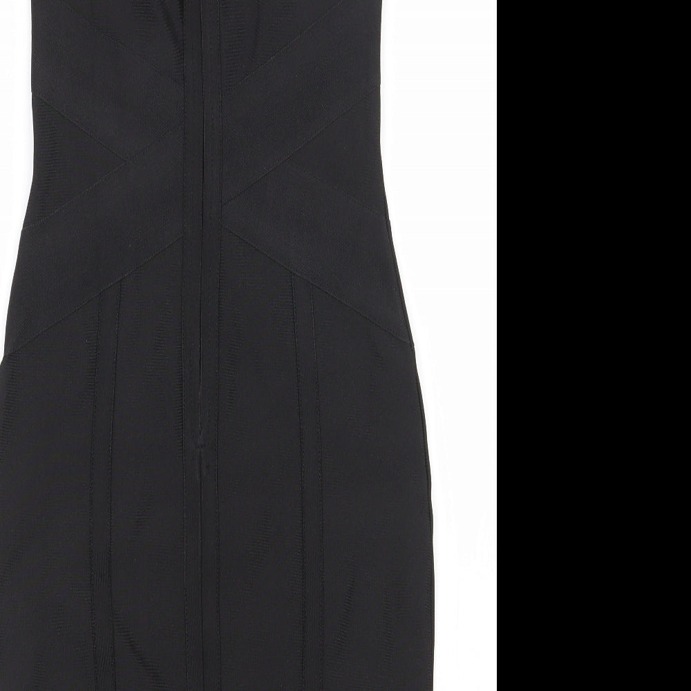 Lipsy Womens Black Polyester Bodycon Size 8 One Shoulder Zip