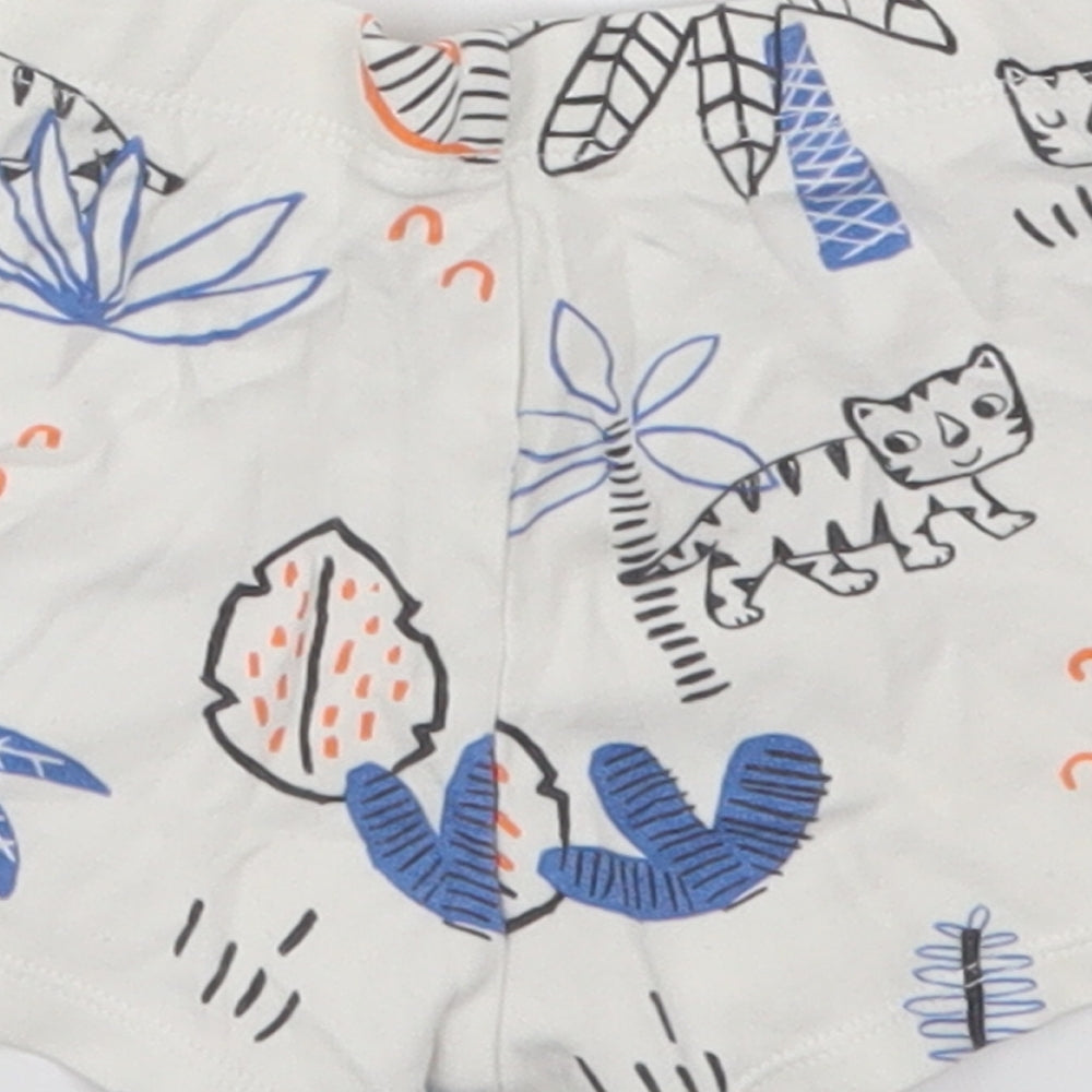 F&F Baby White Cotton Cropped Trousers Size 18-24 Months - Cat Jungle Sleep Shorts