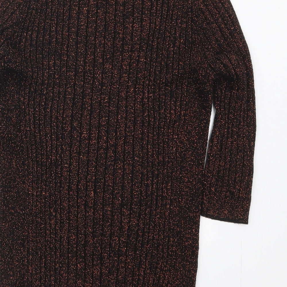 Atmosphere Womens Orange Mock Neck Viscose Pullover Jumper Size 10