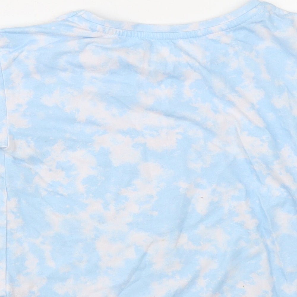 Dunnes Stores Girls Blue Polyester Cropped T-Shirt Size 6-7 Years Crew Neck - Tie Dye