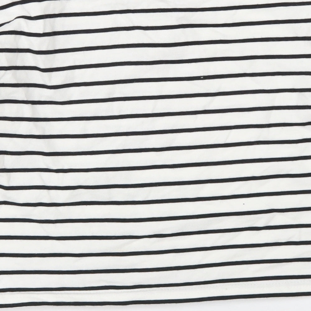 Dunnes Stores Girls White Striped Cotton Pullover Sweatshirt Size 10-11 Years - Cropped