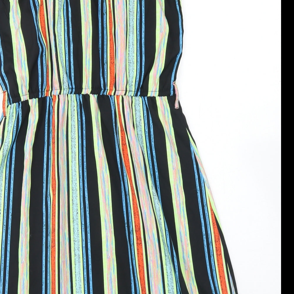 Pep & Co Womens Multicoloured Striped Polyester Slip Dress Size 8 Round Neck