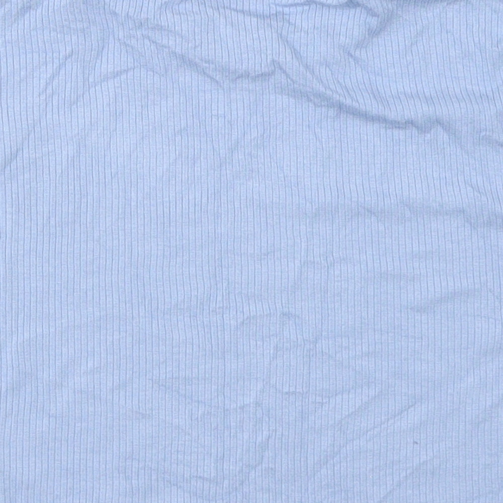 SHEIN Womens Blue Viscose Cropped T-Shirt Size M Crew Neck
