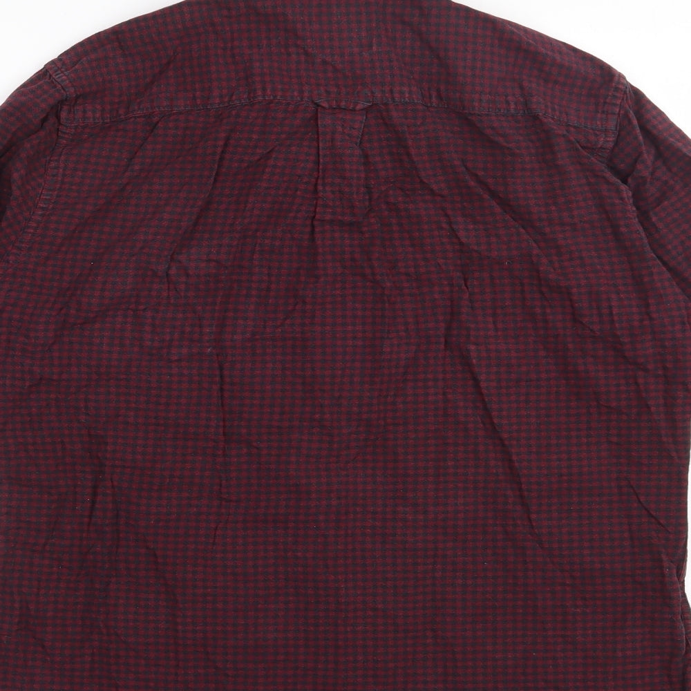 Burton Mens Red Check Cotton Button-Up Size S Collared Button