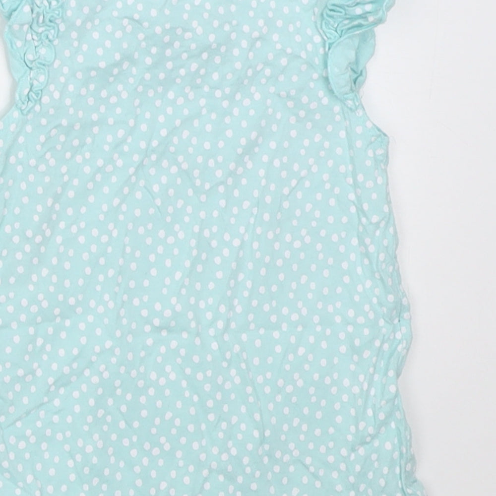George Girls Blue Polka Dot Cotton A-Line Size 12-18 Months Crew Neck Button - minnie mouse