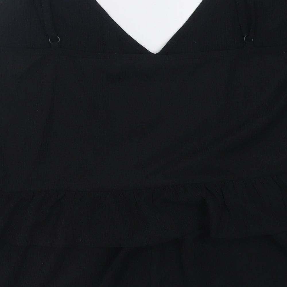 George Womens Black Polyester Basic Tank Size 14 V-Neck