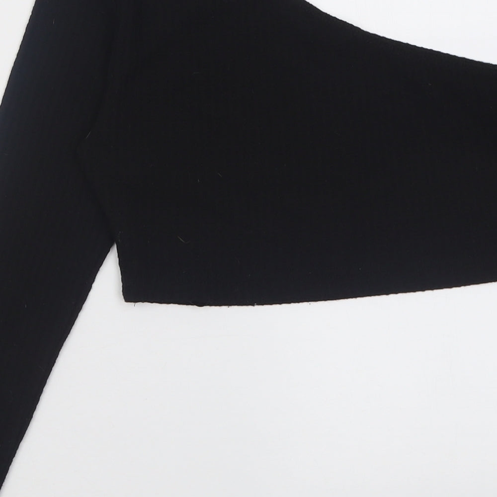 SheIn Womens Black Polyester Cropped Blouse Size M One Shoulder