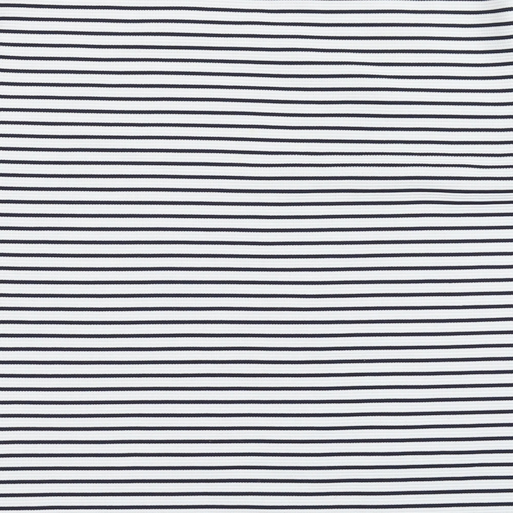 Atmosphere Womens Blue Striped Polyester Basic T-Shirt Size 10 Round Neck