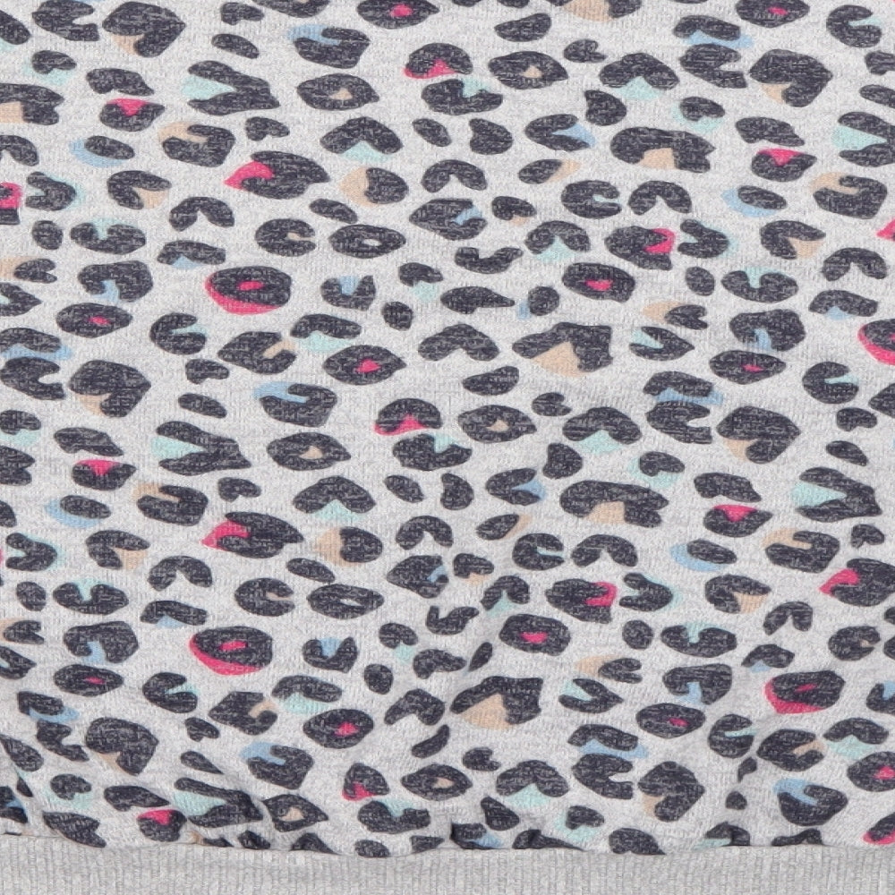 Marks & Spencer Girls Grey Animal Print Viscose Pullover Sweatshirt Size 11-12 Years