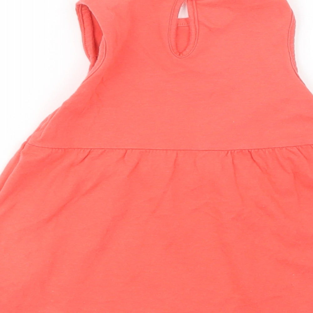 F&F Baby Red Cotton A-Line Size 6-9 Months Crew Neck Button