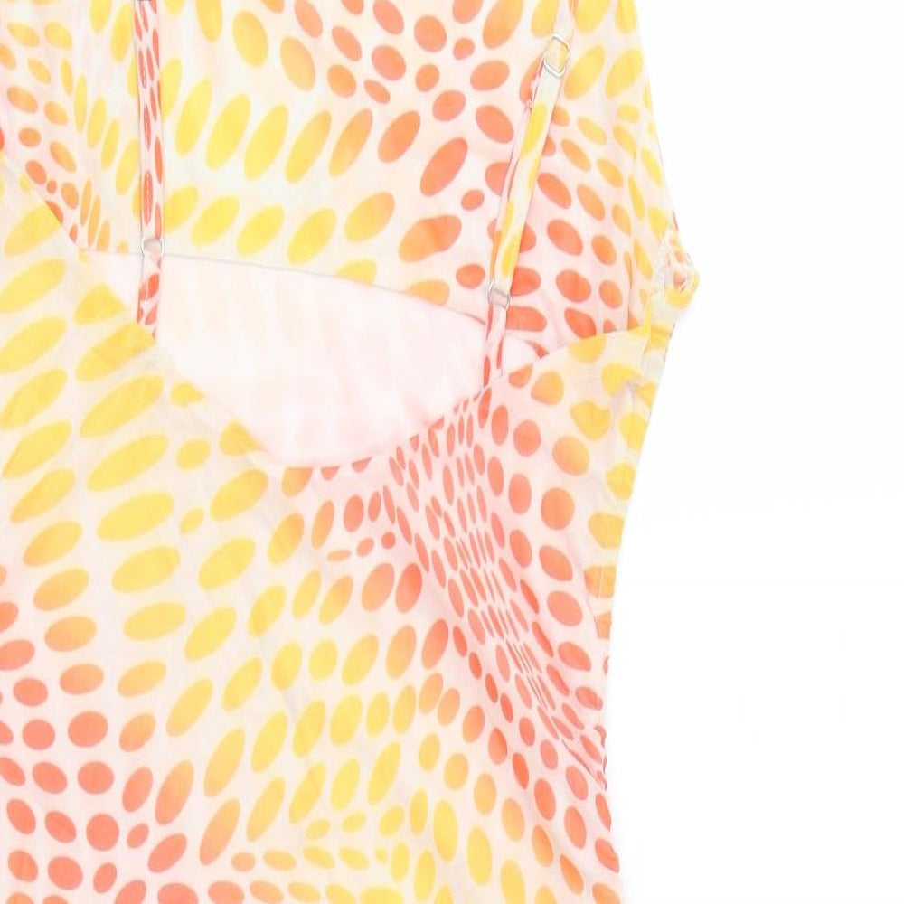 SheIn Womens Orange Geometric Polyester Bodycon Size XS Square Neck Tie