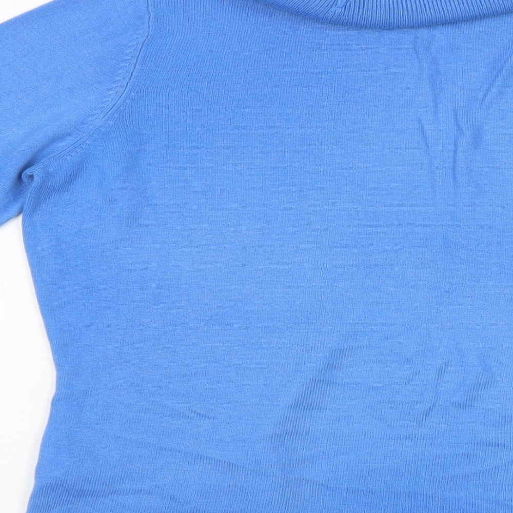Marks & Spencer Womens Blue Roll Neck Acrylic Pullover Jumper Size 14