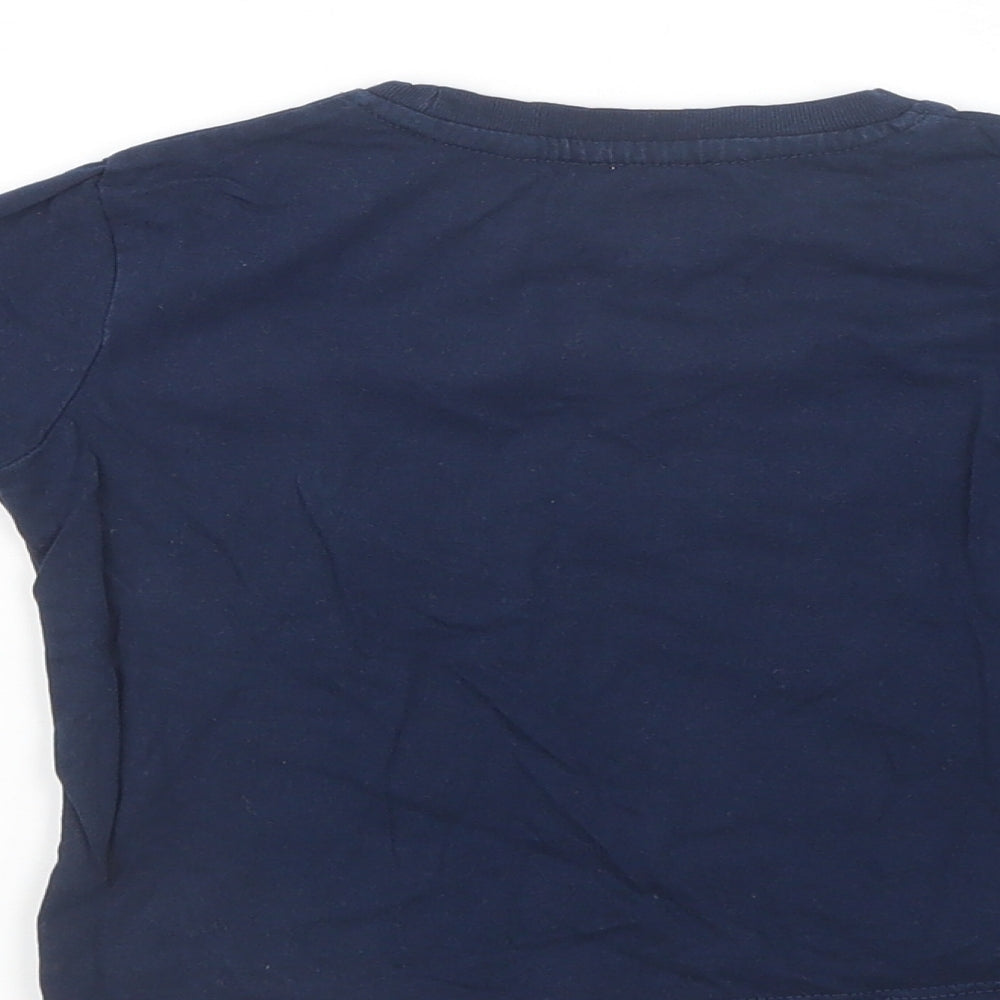 Cool Club Boys Blue Cotton Basic T-Shirt Size 2 Years Crew Neck Pullover - Snow Robot
