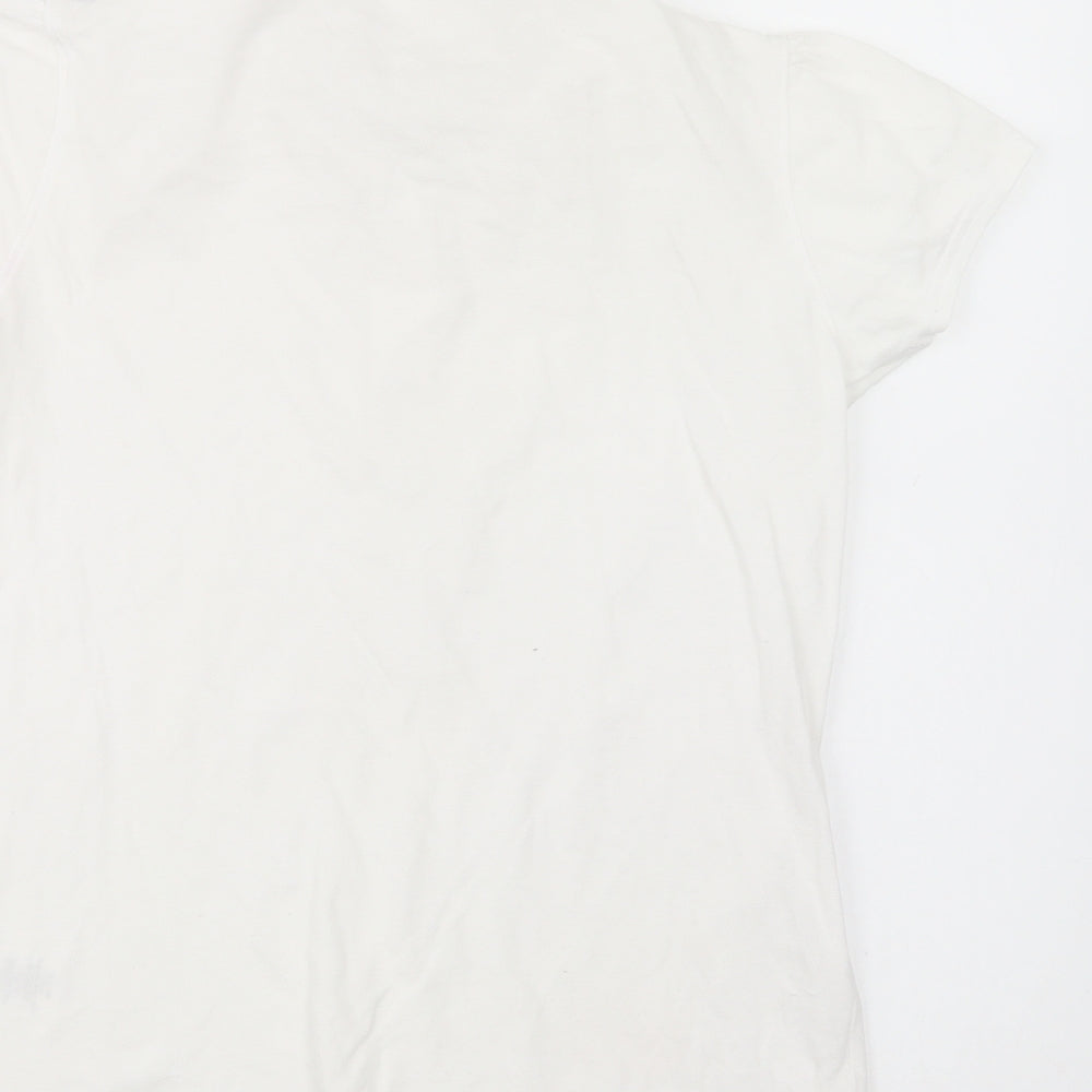 George Girls White Cotton Basic Polo Size 13-14 Years Collared Button - School Wear