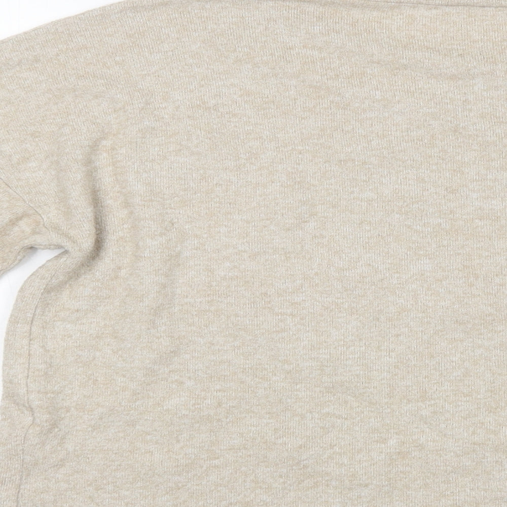 Zara Womens Beige Crew Neck Viscose Pullover Jumper Size M