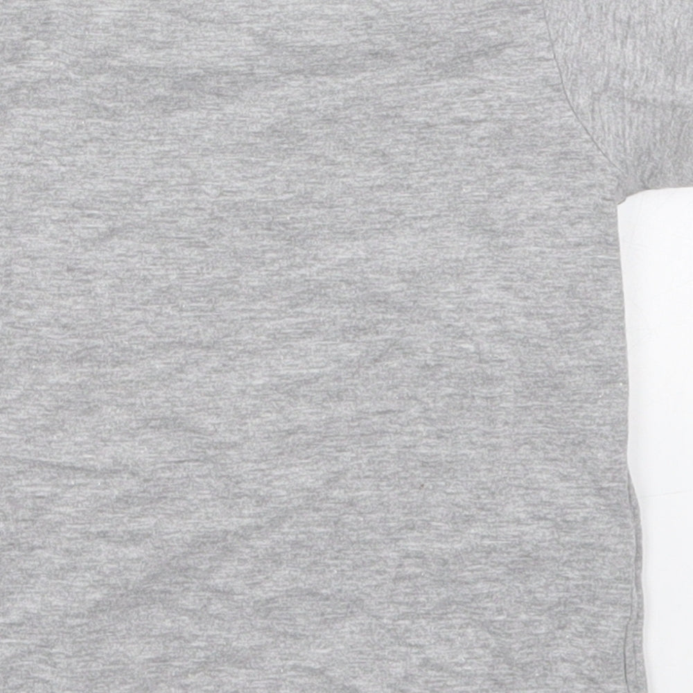 Evie Girls Grey Cotton Basic T-Shirt Size 12-18 Months Crew Neck Pullover - Chasing Rainbows