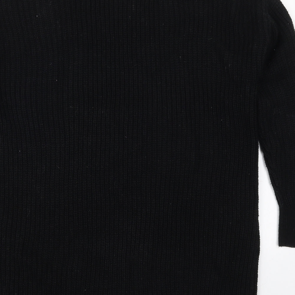 Simply Be Womens Black Round Neck Acrylic Pullover Jumper Size 12