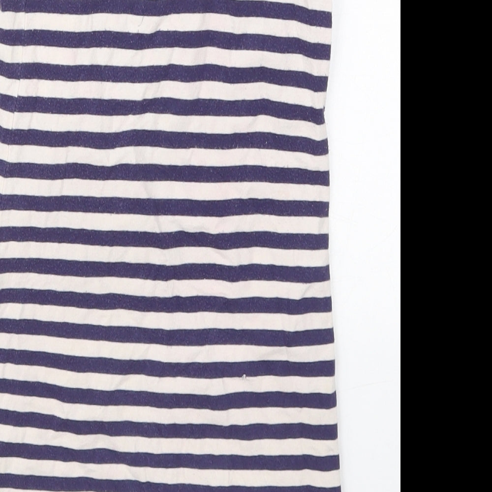 Miss Selfridge Womens Blue Striped Cotton Mini Size 10 Square Neck Pullover