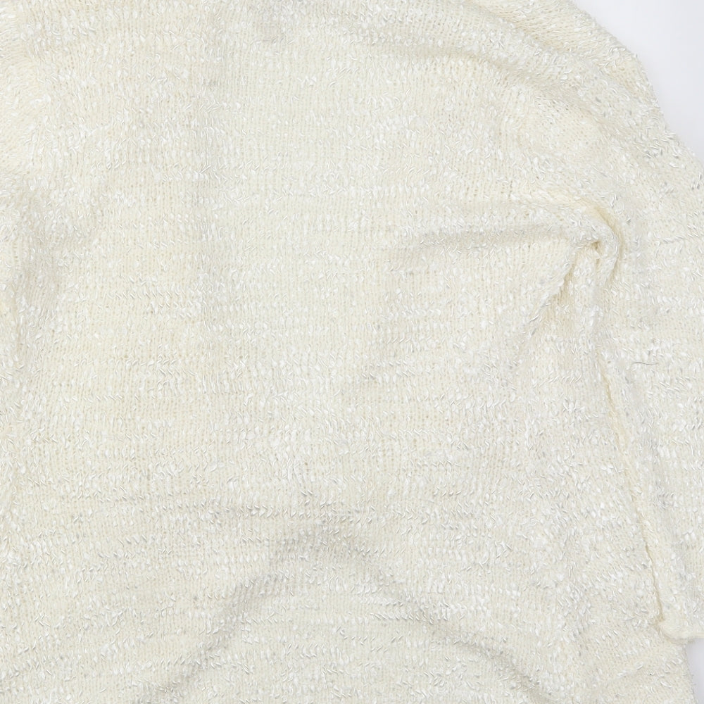 Elizabeth Scott Womens Ivory V-Neck Polyester Cardigan Jumper Size M