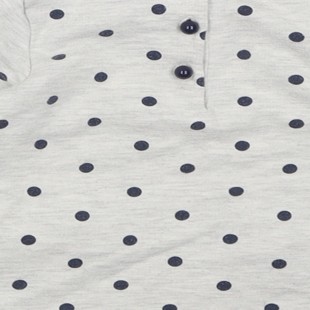 Lily Wicket Girls Grey Polka Dot Cotton Basic Casual Size 3-6 Months Collared Button