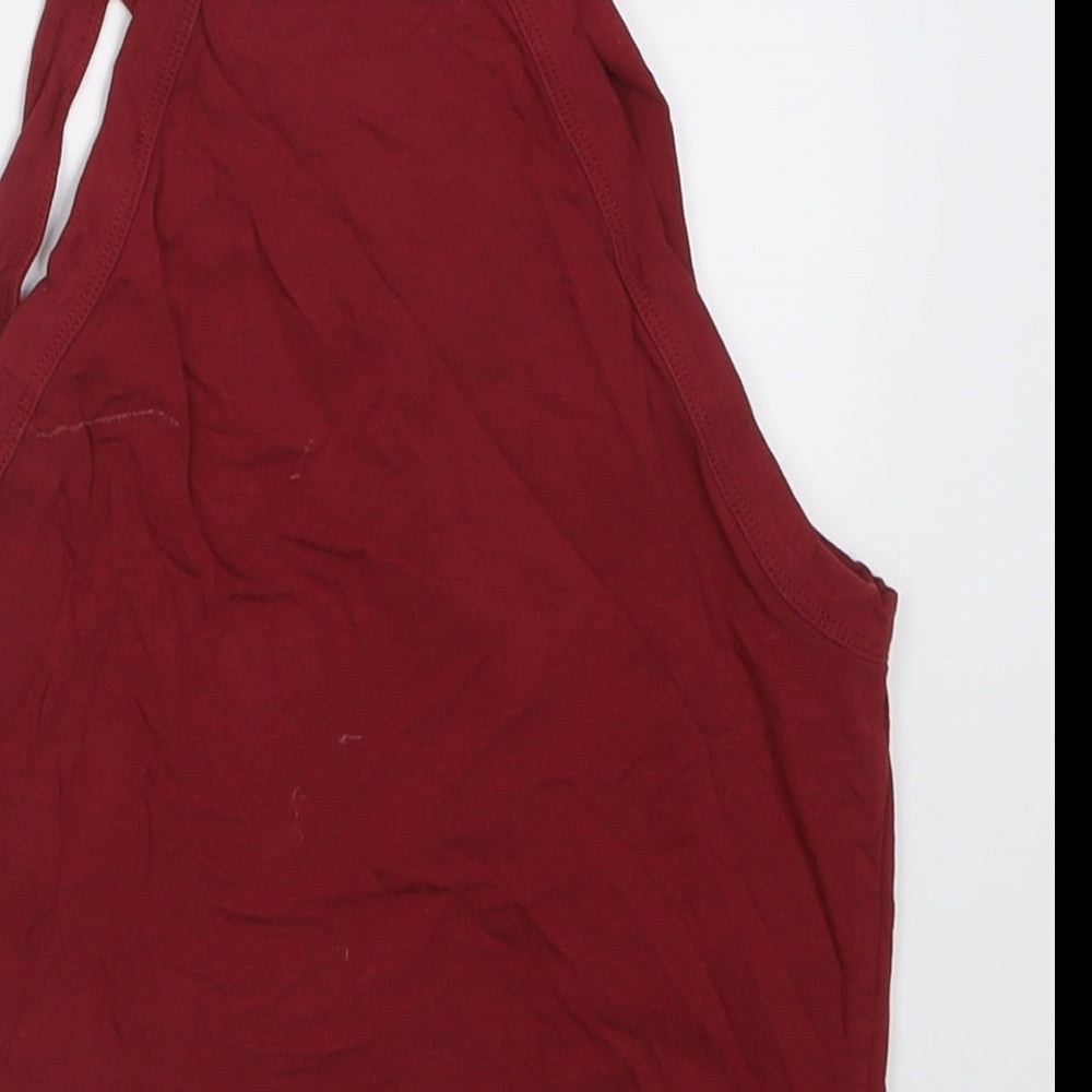 Miss Selfridge Womens Red Cotton Cropped Tank Size 10 Square Neck