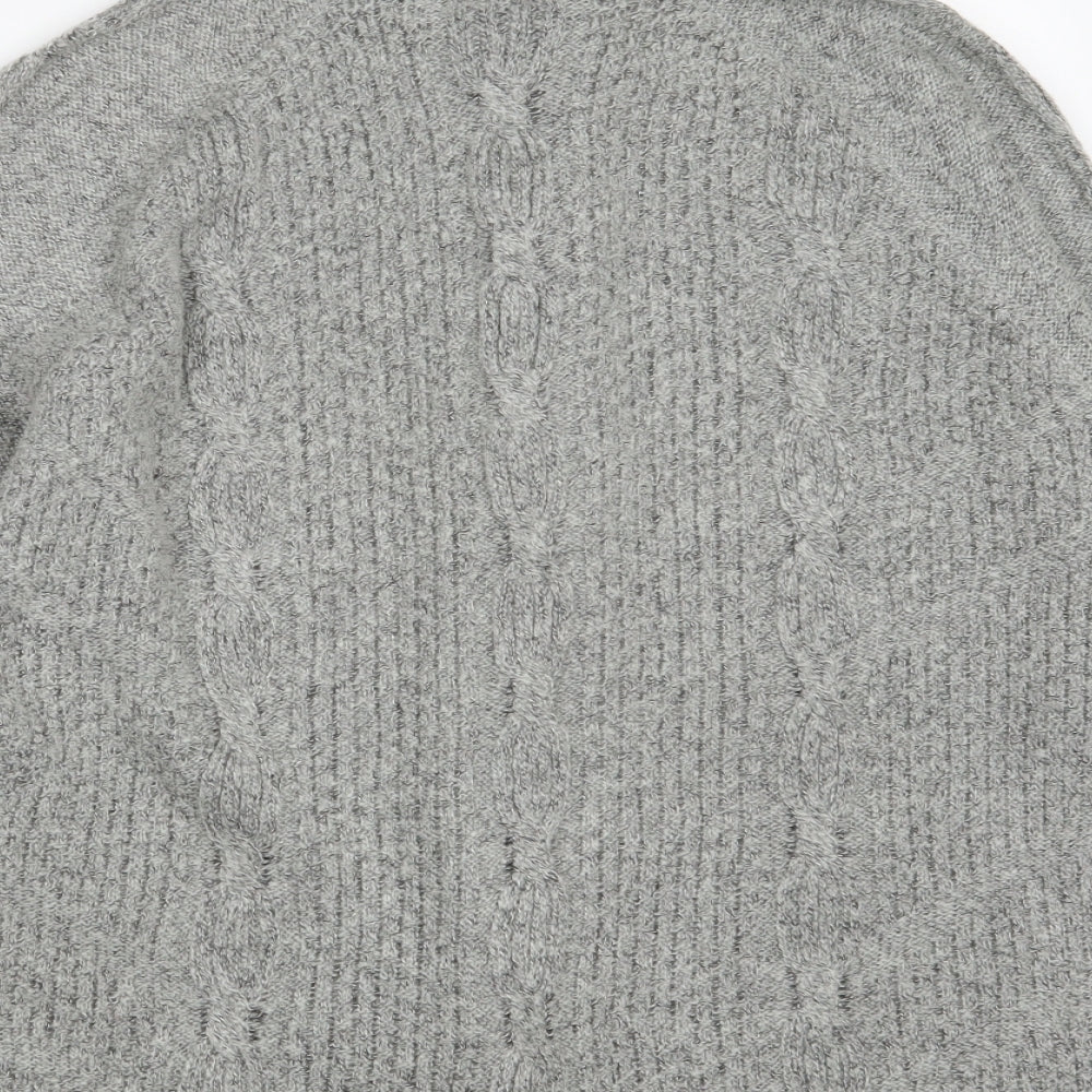 Bonmarché Womens Grey V-Neck Acrylic Wrap Jumper Size M
