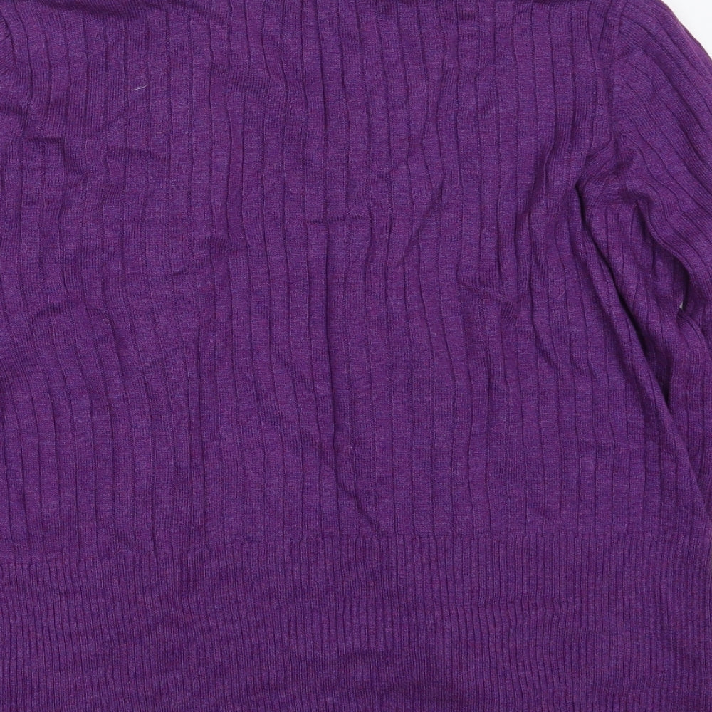 Marks and Spencer Womens Purple V-Neck Viscose Wrap Jumper Size 14