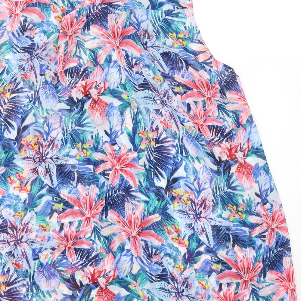 H&M Womens Blue Floral Polyester Camisole Blouse Size 10 V-Neck