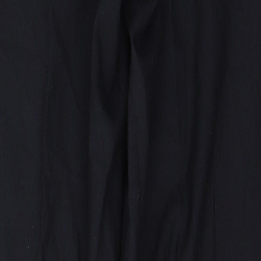 REMUS Mens Black Striped Polyester Trousers Size 38 in L31 in Regular Button