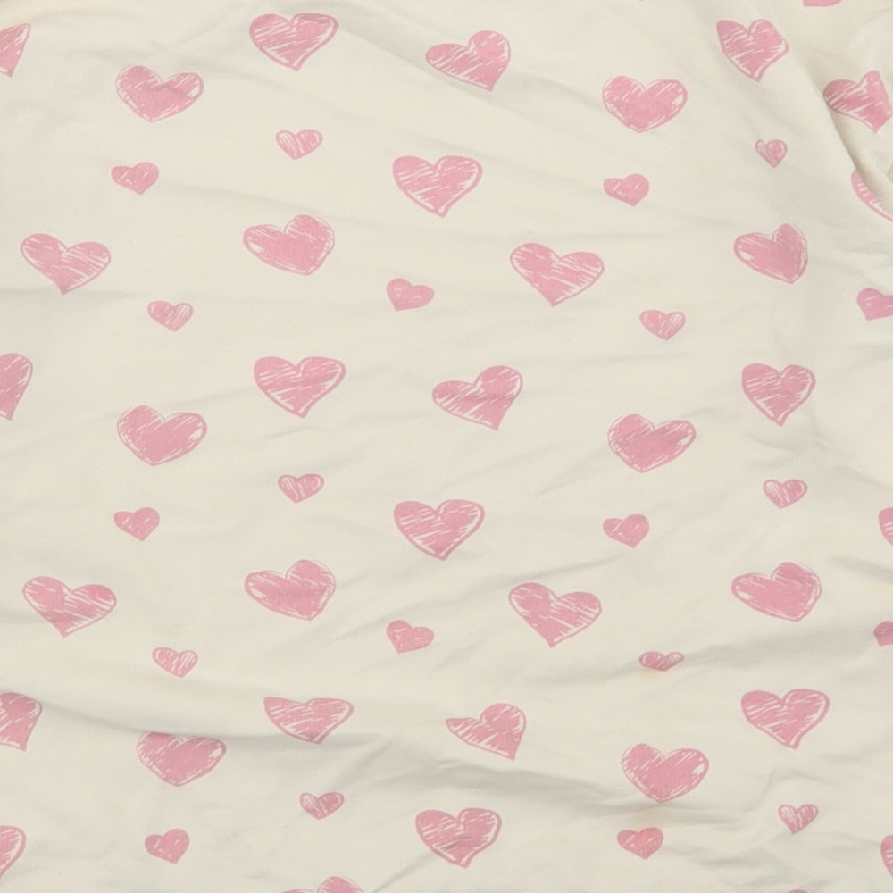 Dunnes Girls Beige Geometric Cotton Pullover Sweatshirt Size 10-11 Years - Heart Print