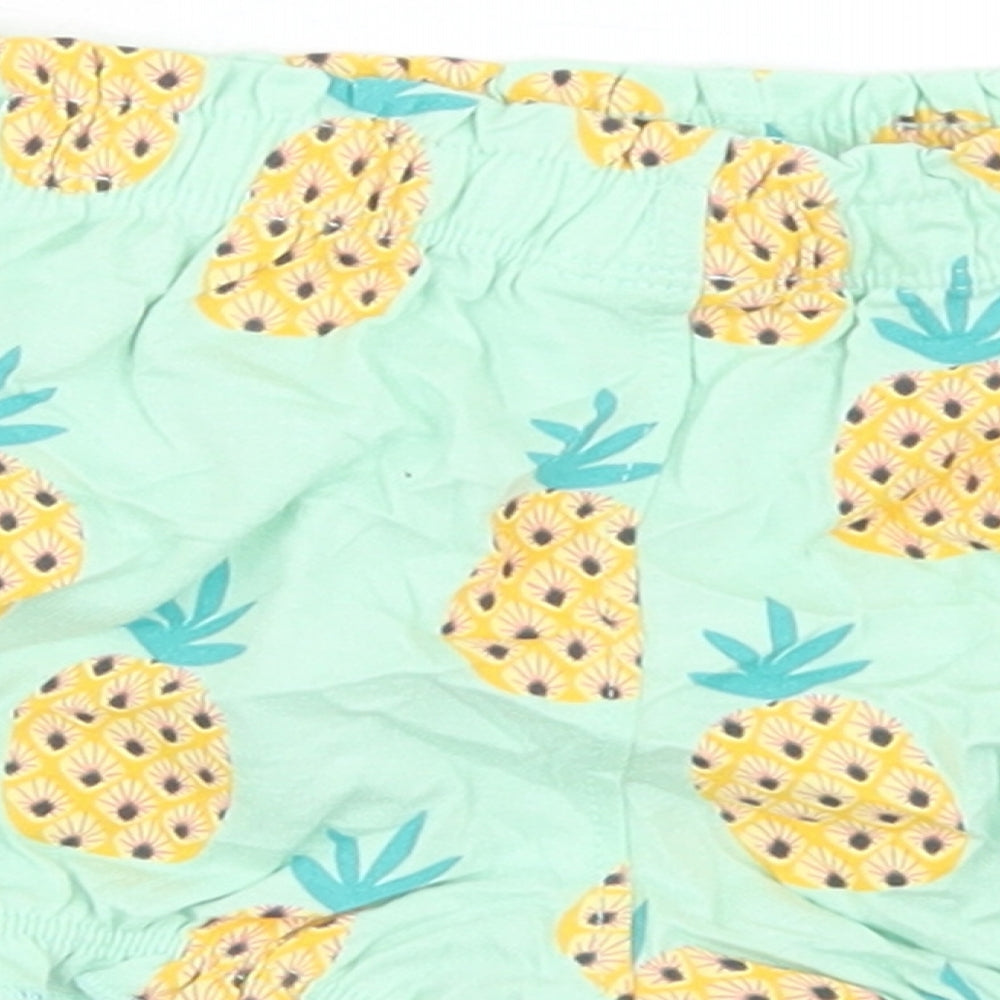 Fred & Flo Girls Blue Geometric Cotton Cropped Trousers Size 12-18 Months - Pineapple