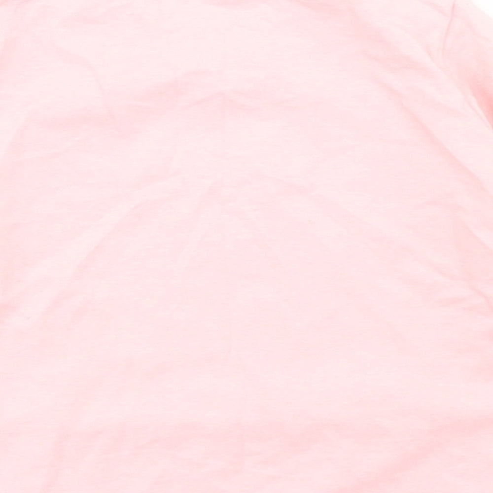 NEXT Girls Pink Cotton Basic T-Shirt Size 9-12 Months Crew Neck Snap - Happy Being Me