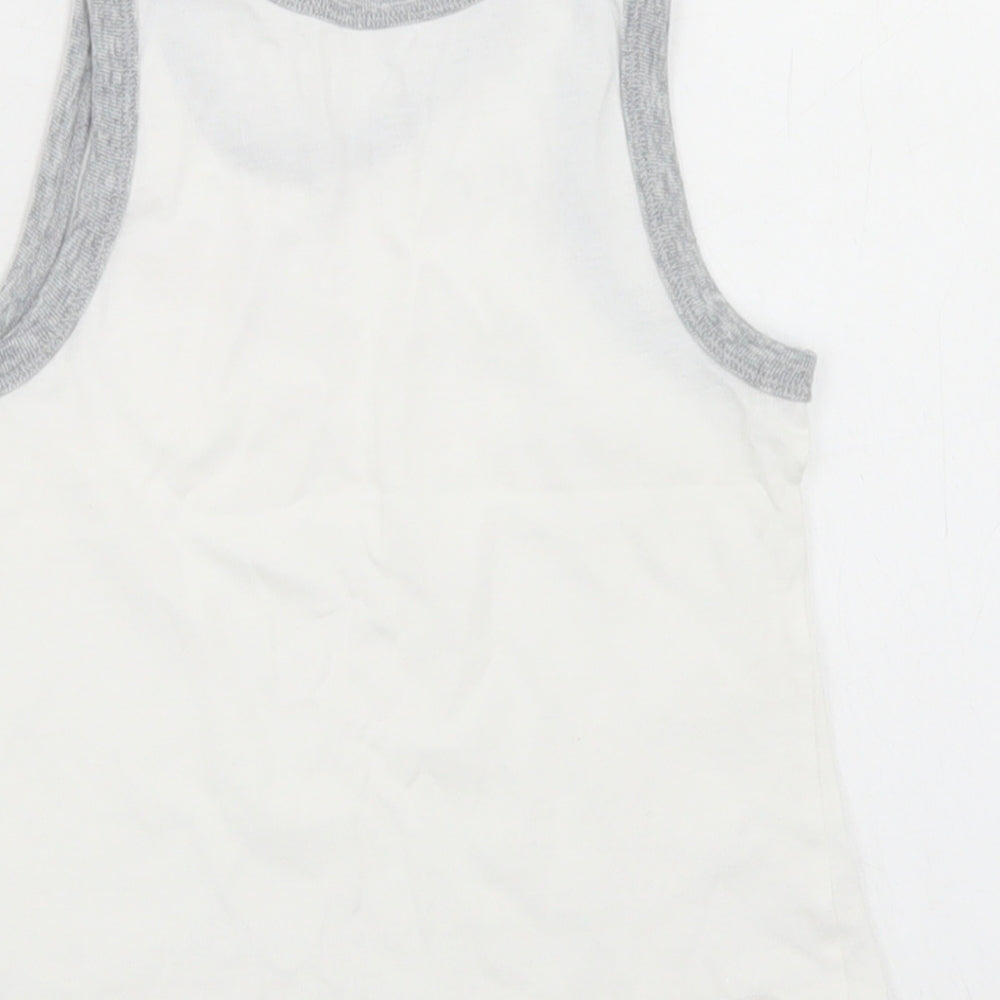 TU Boys White Cotton Basic Tank Size 3-4 Years Crew Neck - Dinosaurs