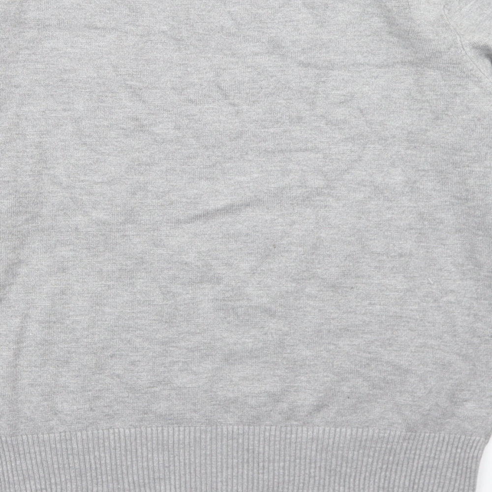LU NYC Womens Grey Mock Neck Viscose Pullover Jumper Size M