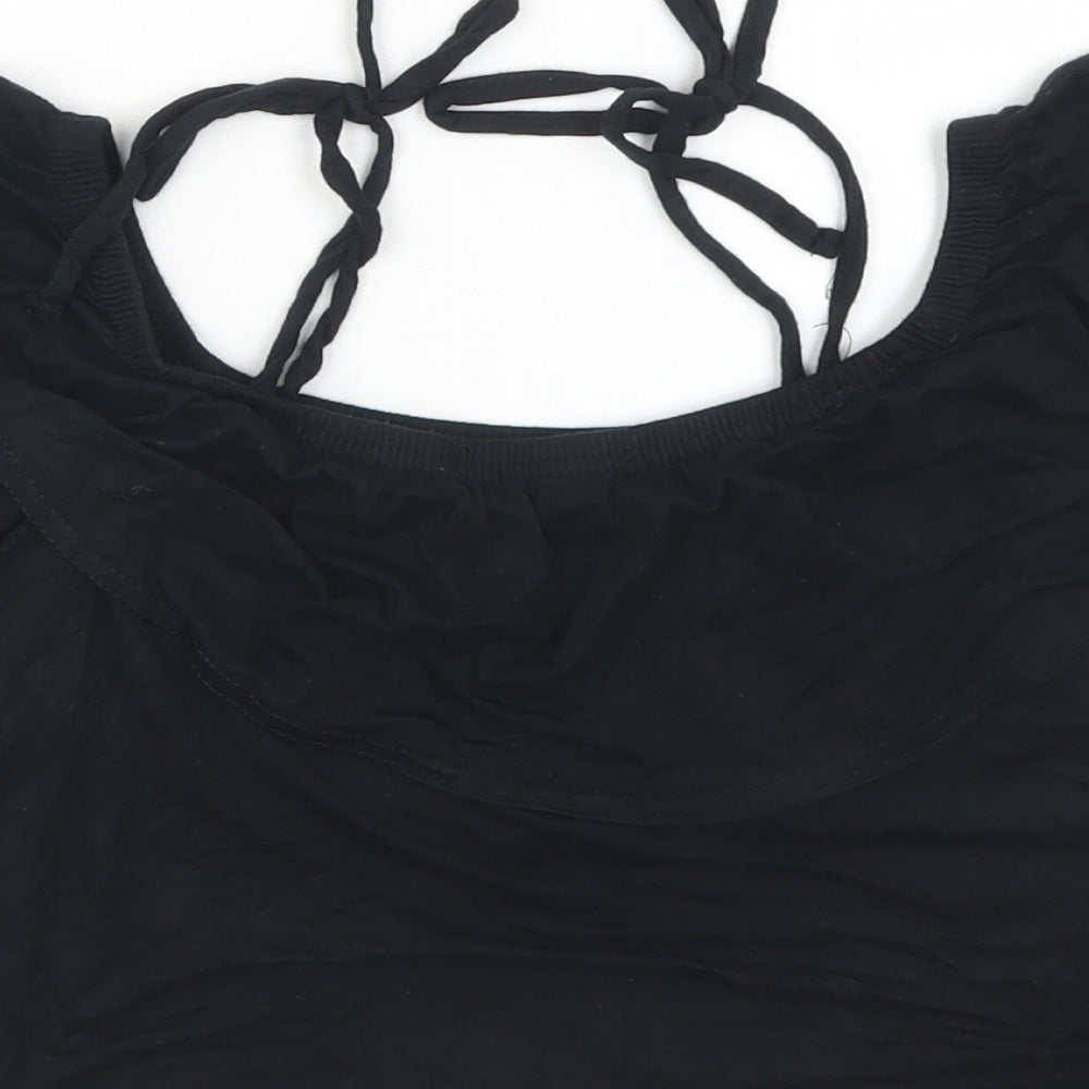 Missguided Womens Black Viscose Cropped Tank Size 10 Off the Shoulder - Off the Shoulder