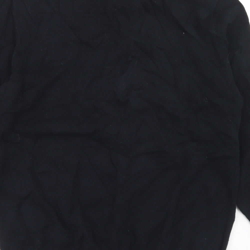 Savida Womens Black Crew Neck Cotton Pullover Jumper Size L - Velour Collar