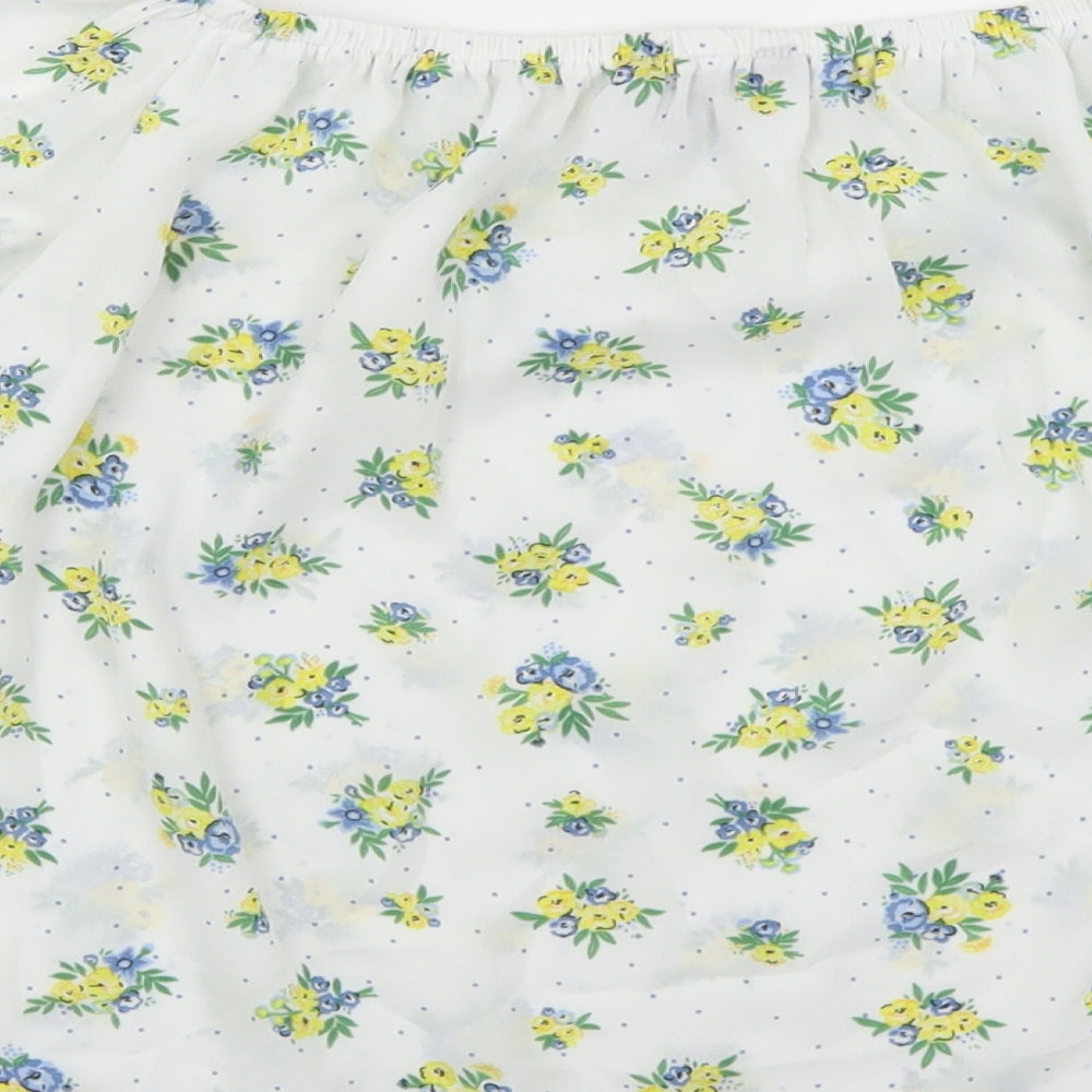 Peacocks Womens White Floral Polyester Cropped Blouse Size 8 Off the Shoulder