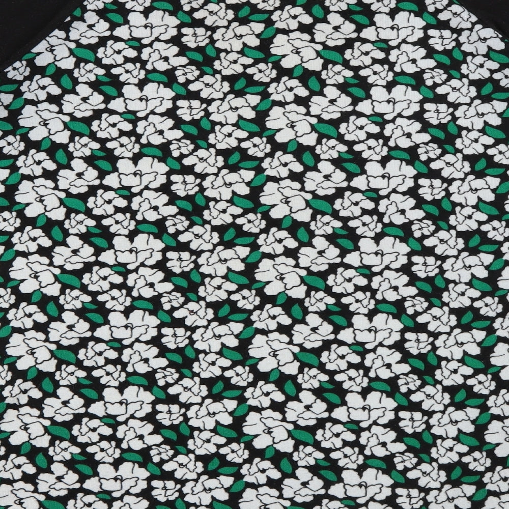 Originals Womens Black Scoop Neck Floral Polyester Pullover Jumper Size 18