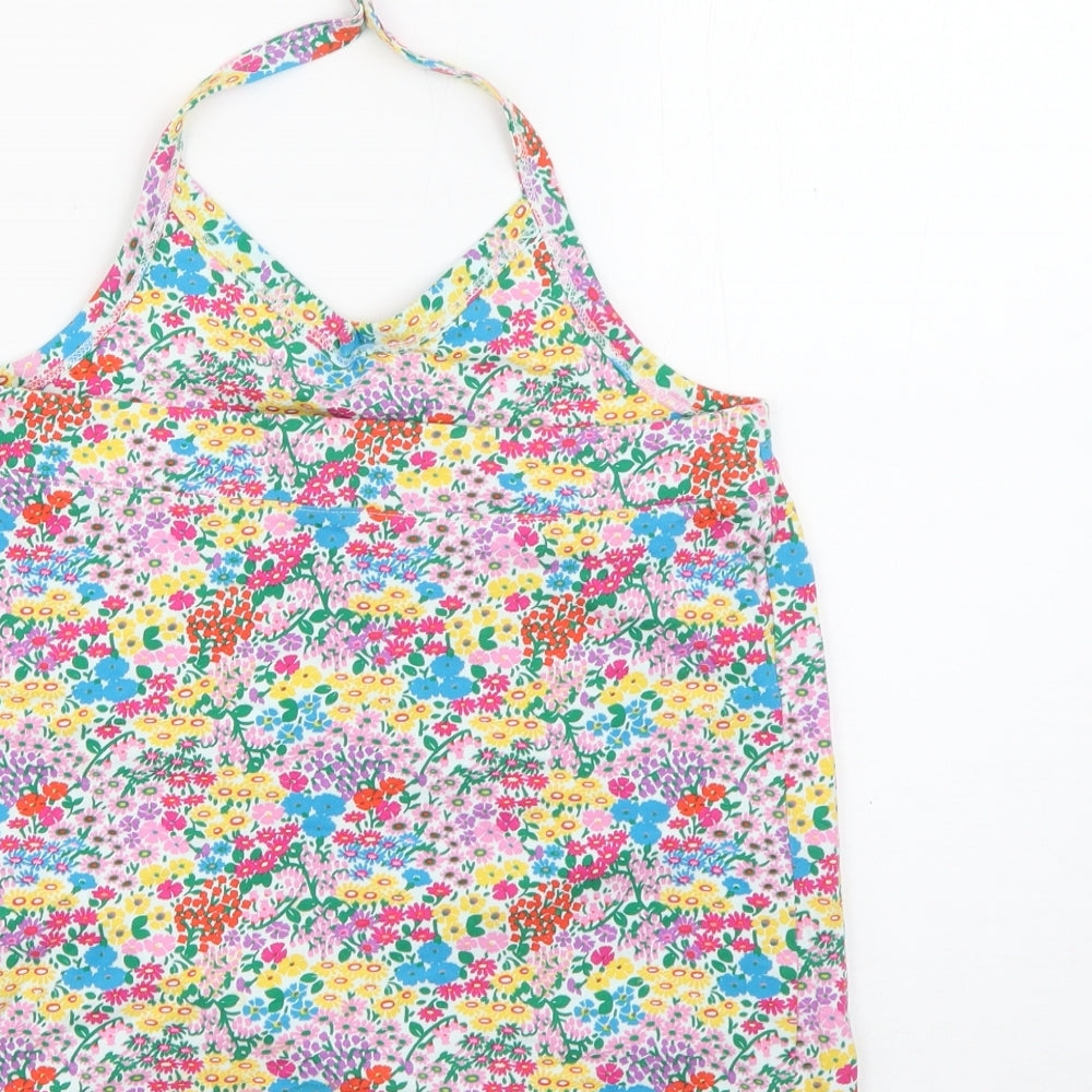Next Girls Multicoloured Floral Cotton Camisole Tank Size 10-11 Years Halter Snap