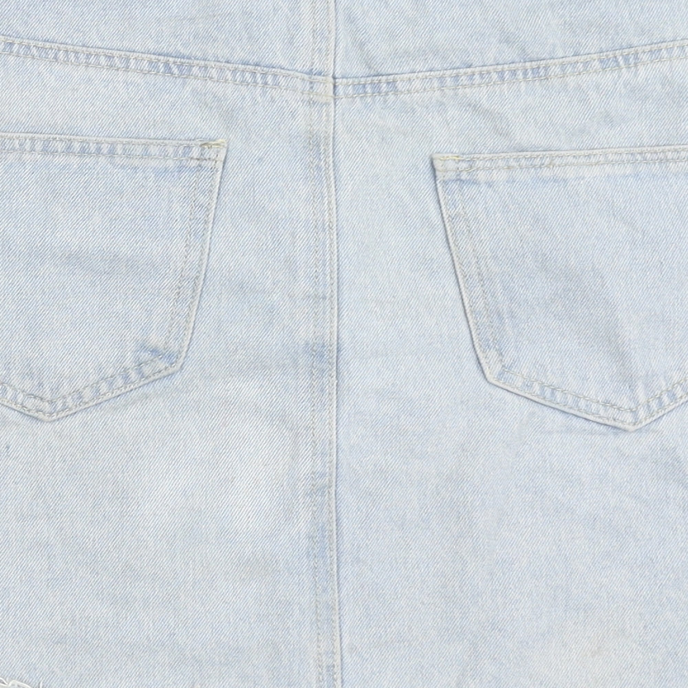 Denim Co Womens Blue Cotton A-Line Skirt Size 10 Button