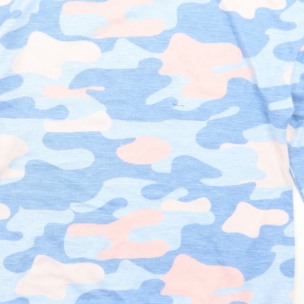 Dunnes Stores Girls Blue Camouflage Polyester Basic T-Shirt Size 9-10 Years Crew Neck - Dreamer Forever