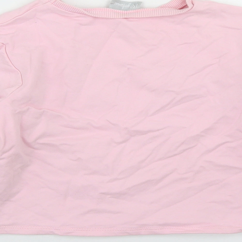 Matalan Girls Pink Cotton Pullover Sweatshirt Size 8 Years - Cropped, LA
