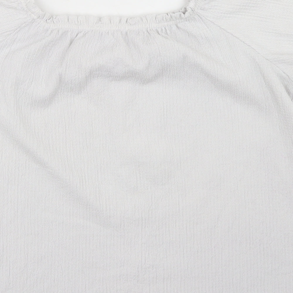 Yessica Womens White Polyester Basic T-Shirt Size S Off the Shoulder