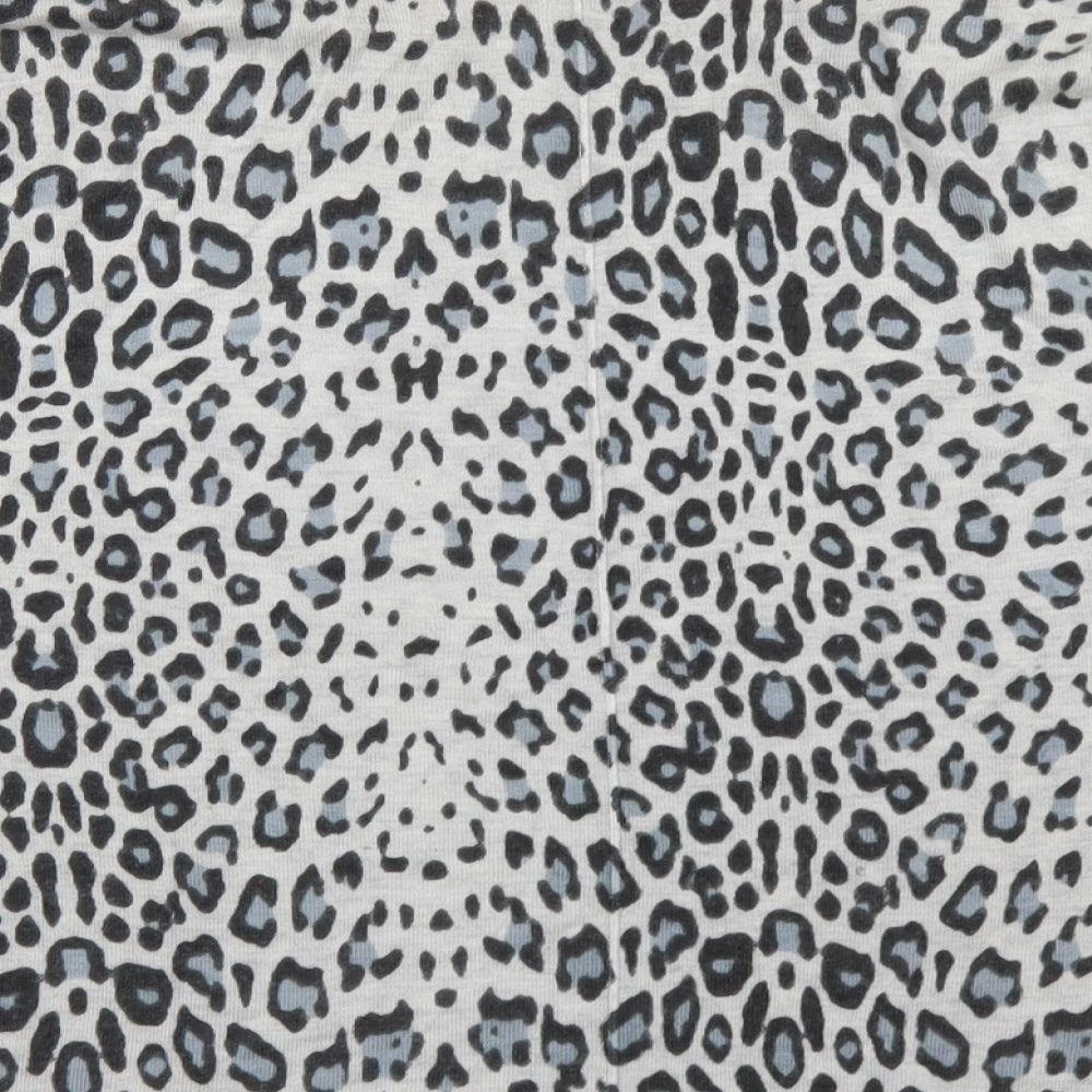 H&M Womens Grey Round Neck Animal Print Acrylic Pullover Jumper Size XS